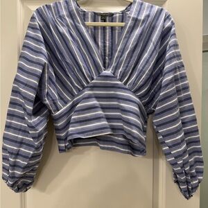 Banana Republic Blue and White Striped Blouse
